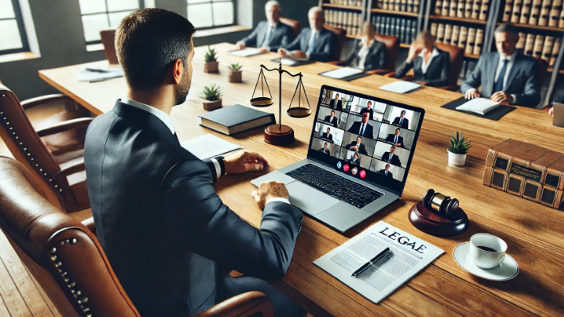 Hybrid deposition service combining in-person and remote participants.